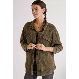 Anthropologie x Pilcro Relaxed Shirt Jacket Shacket - Moss
